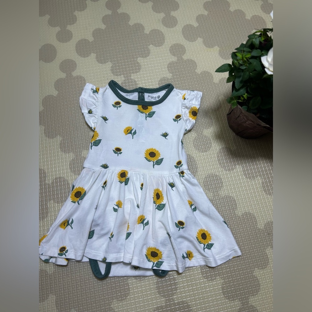 Kyte BABY  3-6 mom Sunflower Print Bodysuit Dress- Kindness Shop